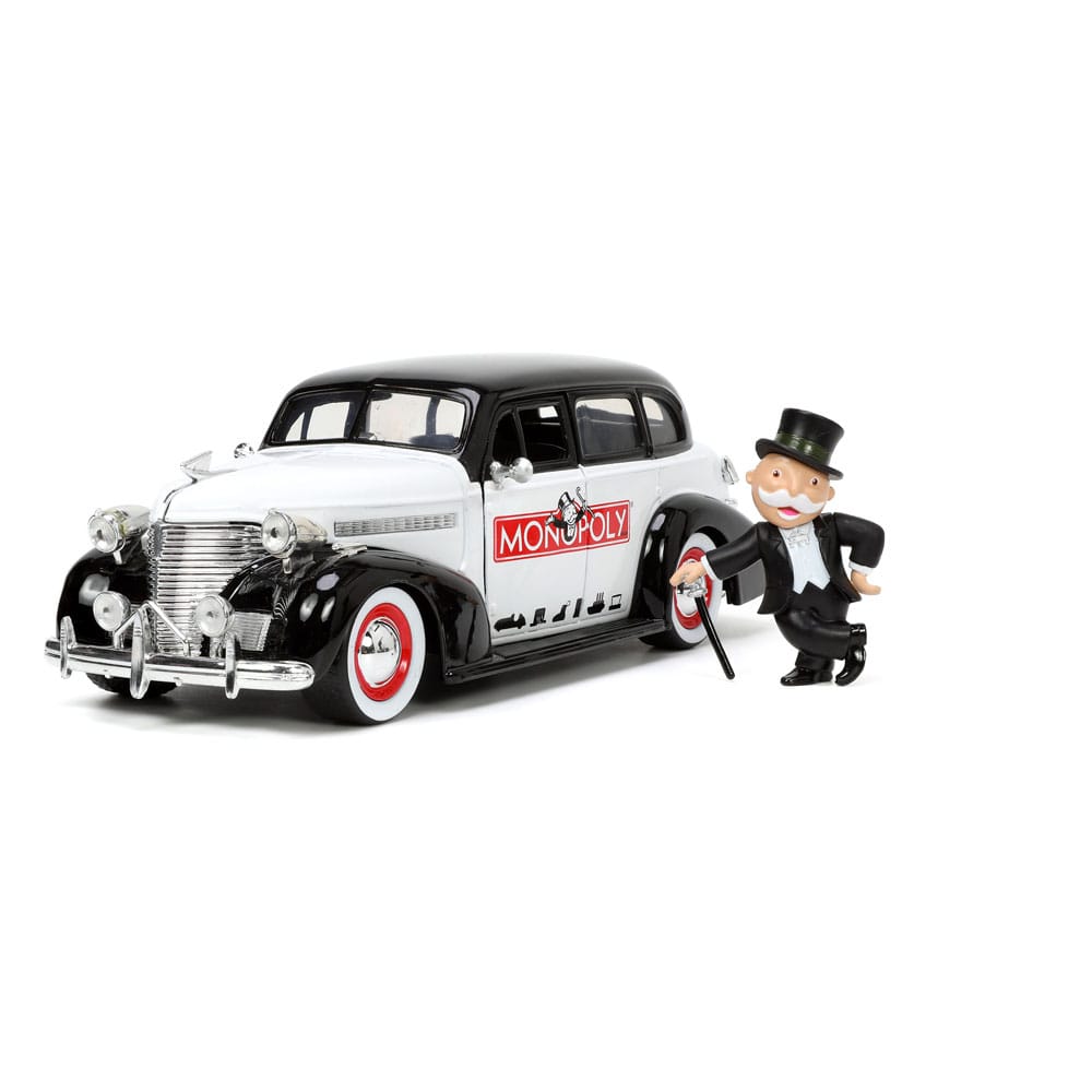 Monopoly Hollywood Rides Diecast Model 1/24 1939 Chevrolet Master Deluxe with Monopoly Figur