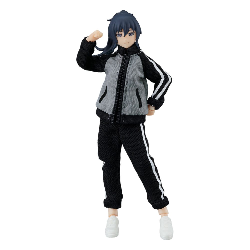 Original Character Figma Action Figure Female Body (Makoto) with Tracksuit + Tracksuit Skirt Outfit 13 cm