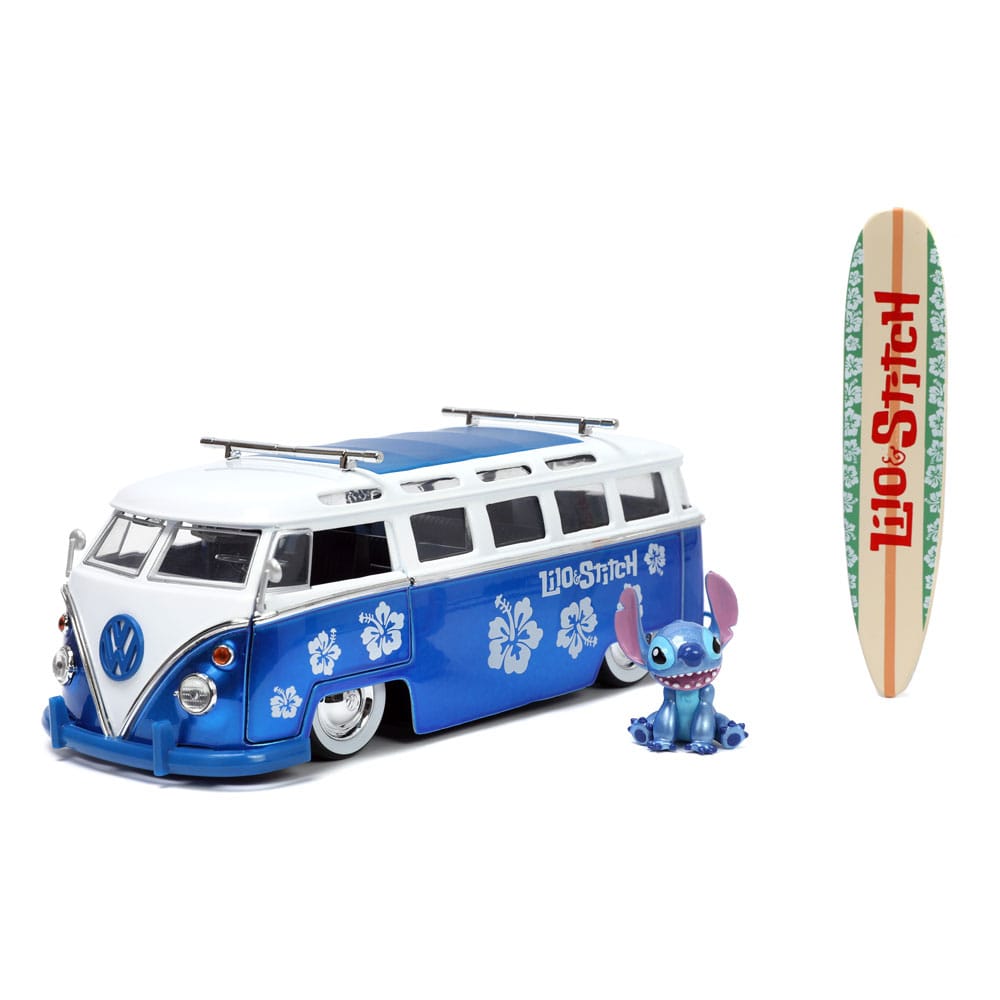 Lilo & Stitch Hollywood Rides Diecast Model 1/24 1962 VW Bus with Stitch Figur
