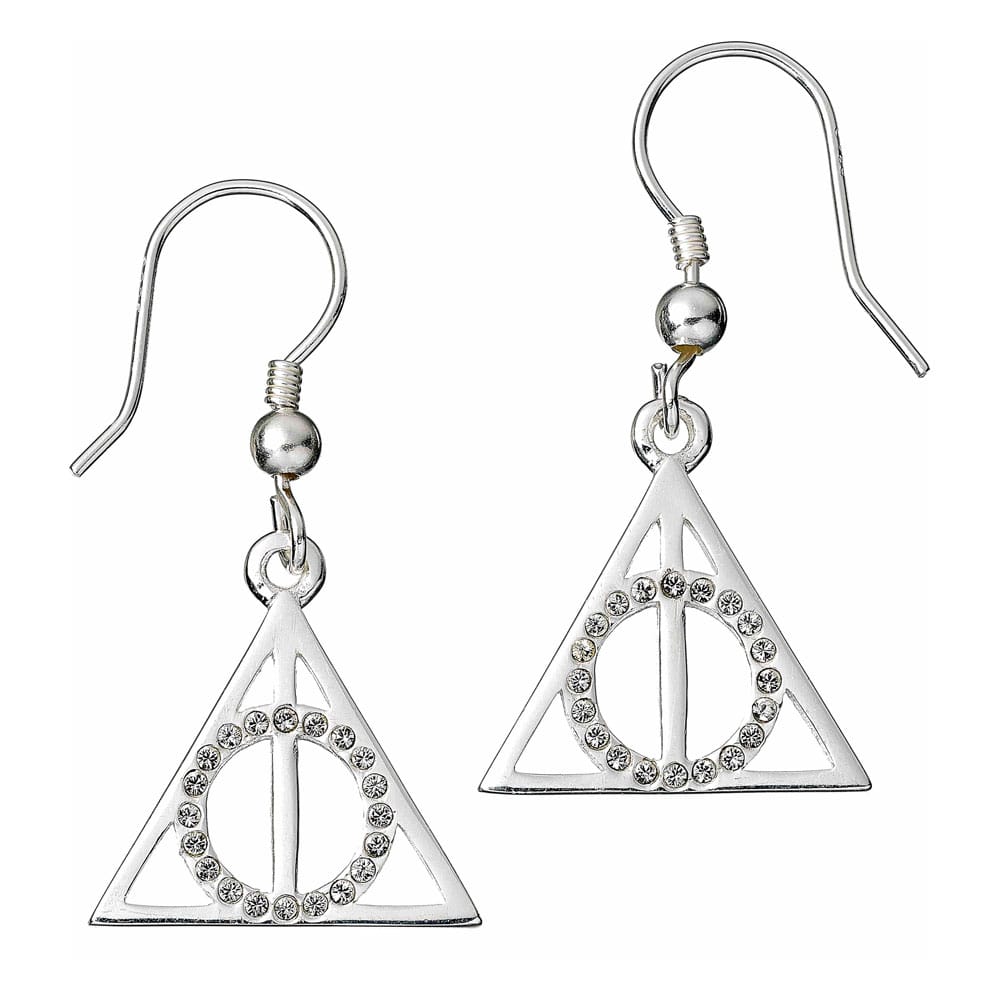 Harry Potter Drop Earrings Deathly Hallows with Crystals (Sterling Silver)