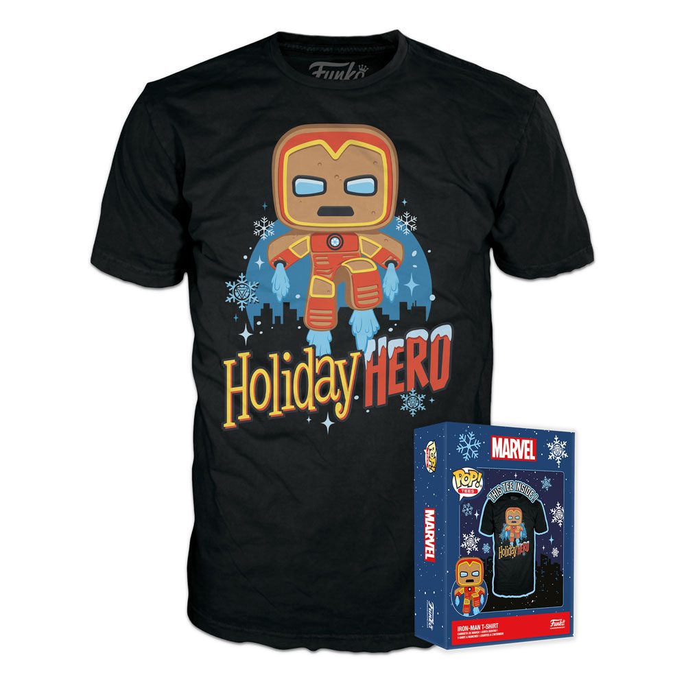 Marvel Holiday POP! Tees T-Shirt GB Iron Man Size L